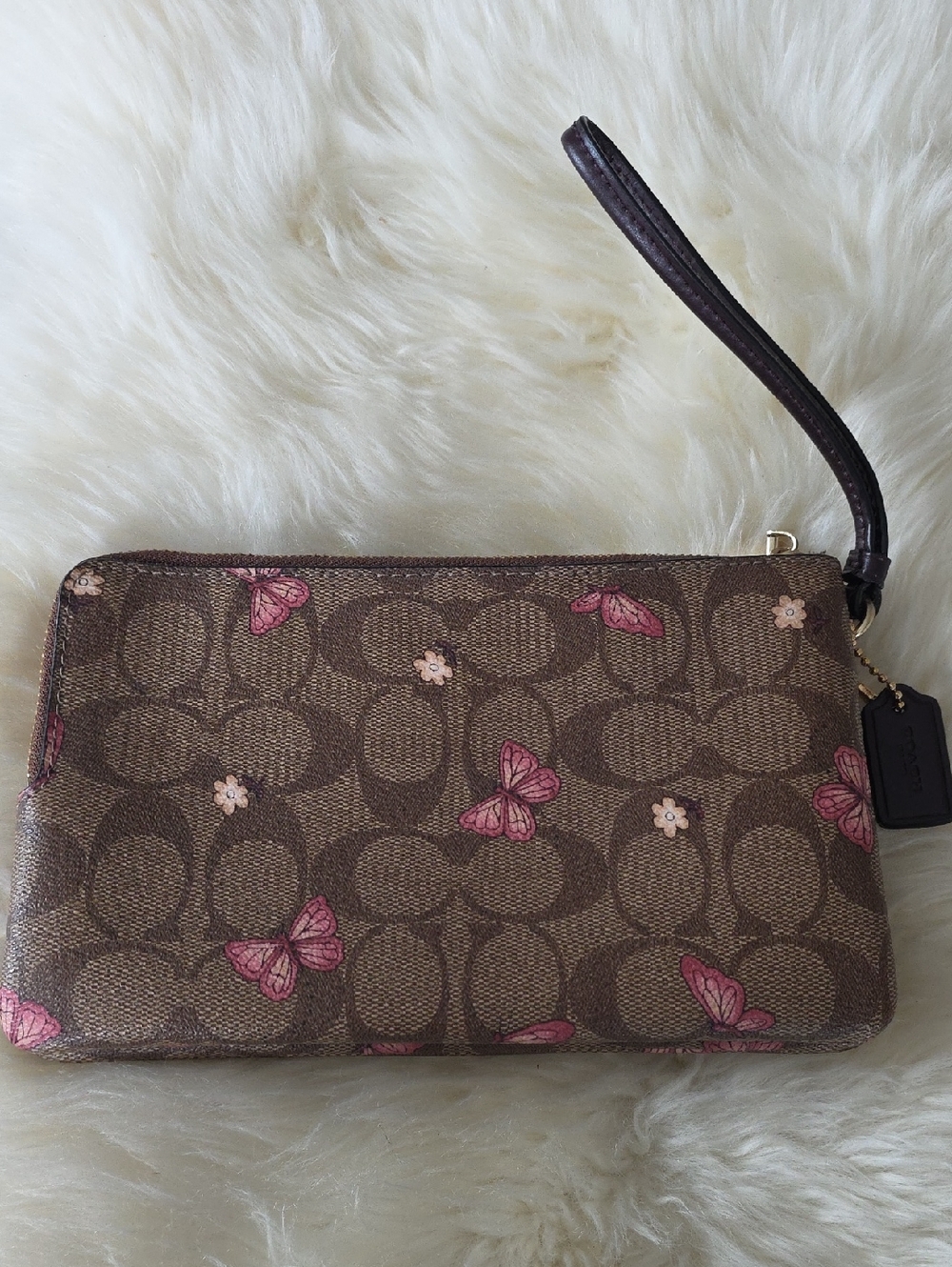 Pretty Coach Double Zip Buttetfly Signature Wristlet Wallet ๐ฉท๐ฆ๐ฎ๐ค - Picture 8 of 16